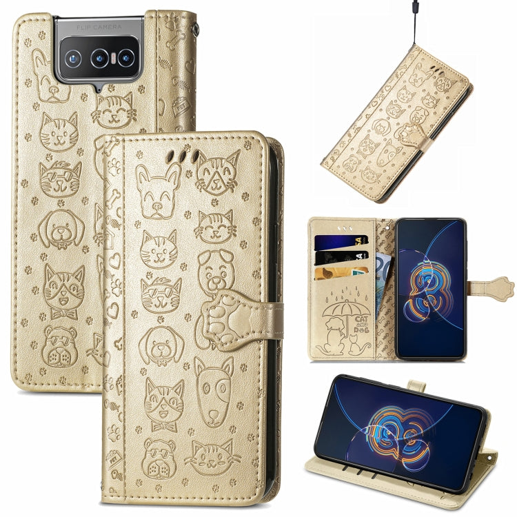 Lovely Cat and Dog Embossing Pattern Horizontal Flip Leather Case , with Holder & Card Slots & Wallet & Cartoon Clasp & Lanyard, For ZTE Nubia Z30 Pro, For Alcatel 1S 2021, For Asus Zenfone 8 Flip, For Huawei Maimang 10 SE