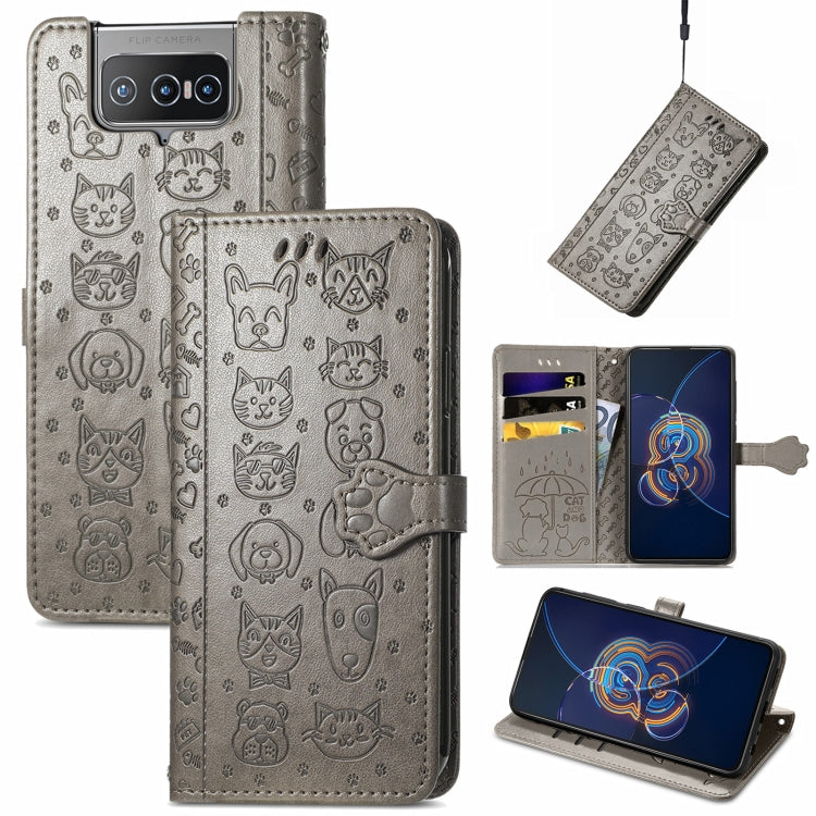 Lovely Cat and Dog Embossing Pattern Horizontal Flip Leather Case , with Holder & Card Slots & Wallet & Cartoon Clasp & Lanyard, For ZTE Nubia Z30 Pro, For Alcatel 1S 2021, For Asus Zenfone 8 Flip, For Huawei Maimang 10 SE