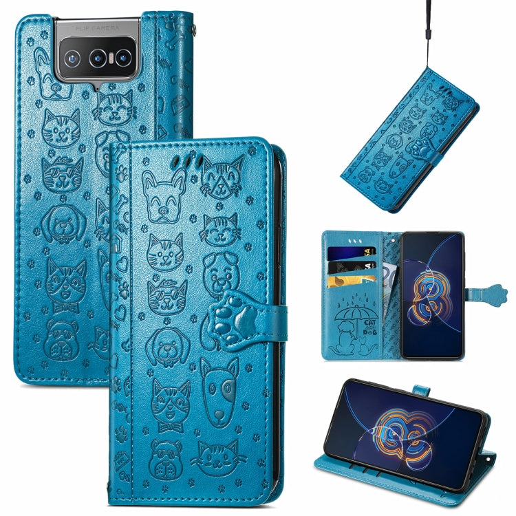 Lovely Cat and Dog Embossing Pattern Horizontal Flip Leather Case , with Holder & Card Slots & Wallet & Cartoon Clasp & Lanyard, For ZTE Nubia Z30 Pro, For Alcatel 1S 2021, For Asus Zenfone 8 Flip, For Huawei Maimang 10 SE