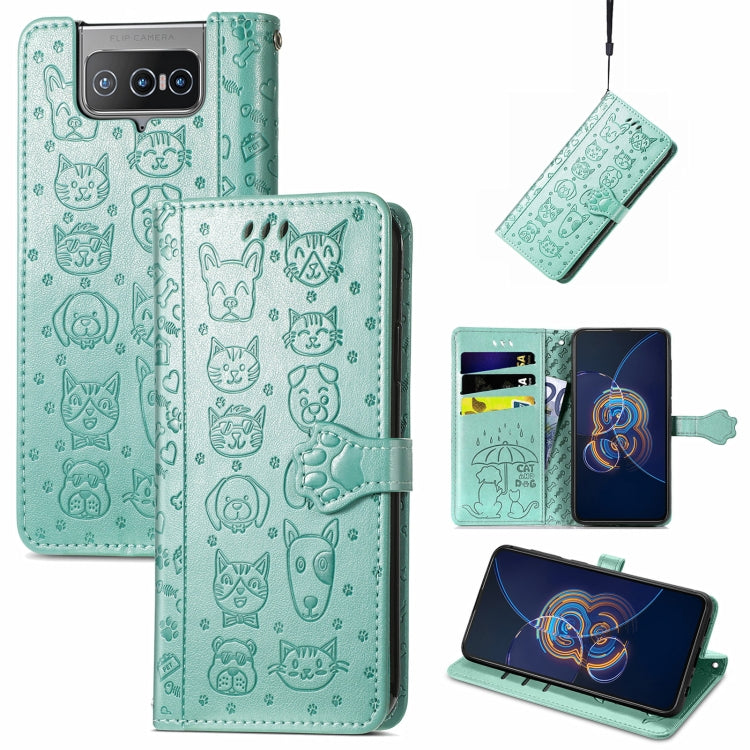 Lovely Cat and Dog Embossing Pattern Horizontal Flip Leather Case , with Holder & Card Slots & Wallet & Cartoon Clasp & Lanyard, For ZTE Nubia Z30 Pro, For Alcatel 1S 2021, For Asus Zenfone 8 Flip, For Huawei Maimang 10 SE