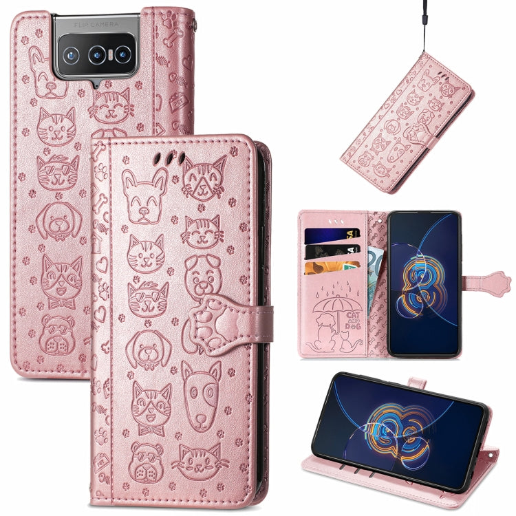 Lovely Cat and Dog Embossing Pattern Horizontal Flip Leather Case , with Holder & Card Slots & Wallet & Cartoon Clasp & Lanyard, For ZTE Nubia Z30 Pro, For Alcatel 1S 2021, For Asus Zenfone 8 Flip, For Huawei Maimang 10 SE