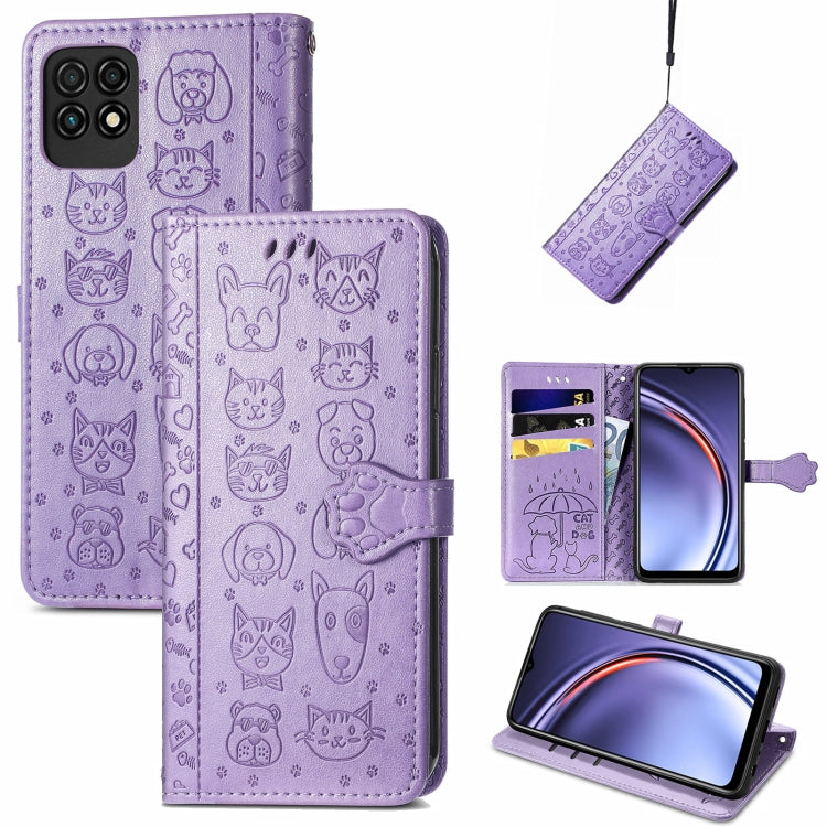 Lovely Cat and Dog Embossing Pattern Horizontal Flip Leather Case , with Holder & Card Slots & Wallet & Cartoon Clasp & Lanyard