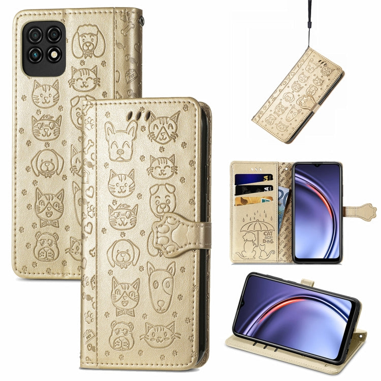 Lovely Cat and Dog Embossing Pattern Horizontal Flip Leather Case , with Holder & Card Slots & Wallet & Cartoon Clasp & Lanyard