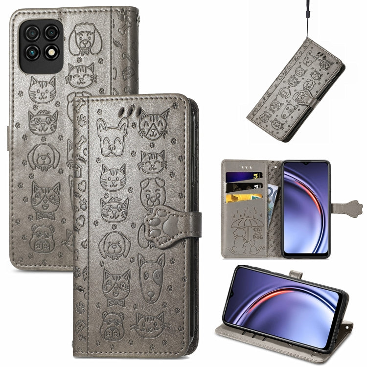 Lovely Cat and Dog Embossing Pattern Horizontal Flip Leather Case , with Holder & Card Slots & Wallet & Cartoon Clasp & Lanyard