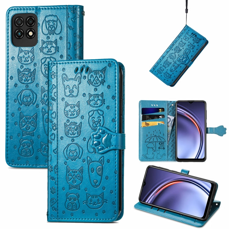 Lovely Cat and Dog Embossing Pattern Horizontal Flip Leather Case , with Holder & Card Slots & Wallet & Cartoon Clasp & Lanyard