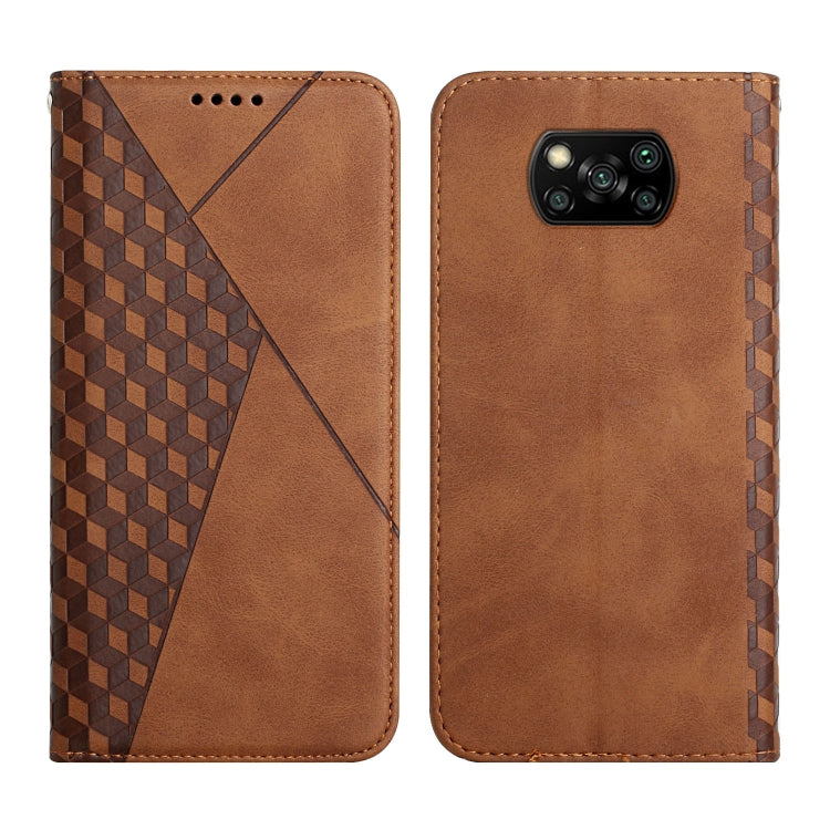 Diamond Pattern Splicing Skin Feel Magnetic Horizontal Flip Leather Case with Card Slots & Holder & Wallet, For Xiaomi Poco X3 NFC / X3 Pro / X3
