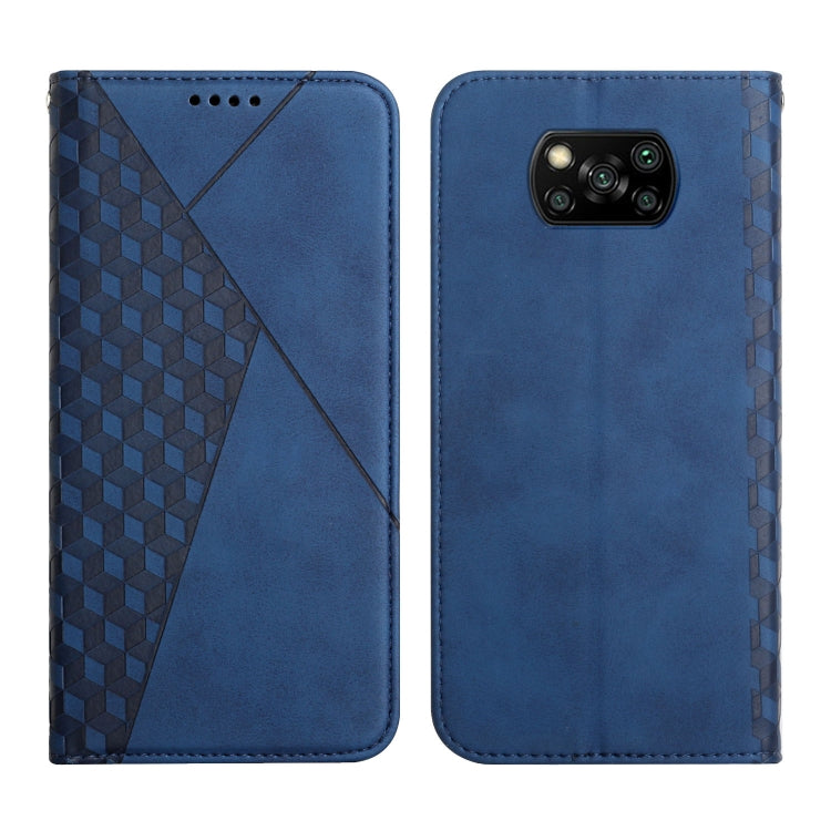 Diamond Pattern Splicing Skin Feel Magnetic Horizontal Flip Leather Case with Card Slots & Holder & Wallet, For Xiaomi Poco X3 NFC / X3 Pro / X3