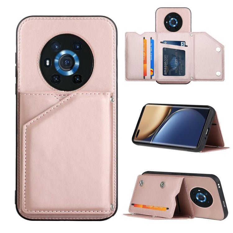 Skin Feel PU + TPU + PC Back Cover Shockproof Case with Card Slots &amp; Holder &amp; Photo Frame