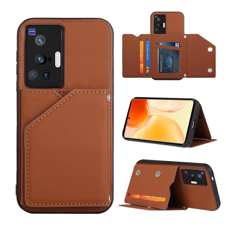 Skin Feel PU + TPU + PC Back Cover Shockproof Case with Card Slots & Holder & Photo Frame