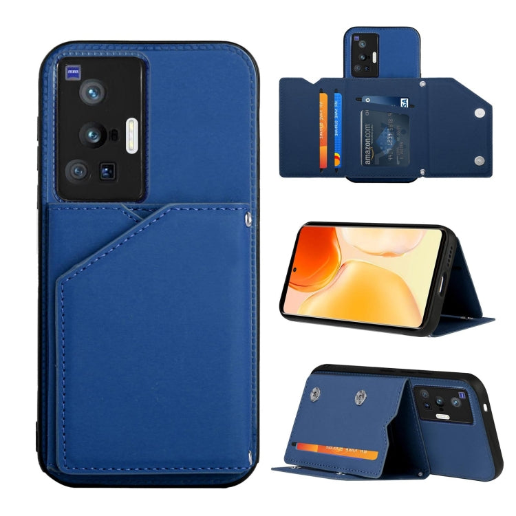 Skin Feel PU + TPU + PC Back Cover Shockproof Case with Card Slots & Holder & Photo Frame