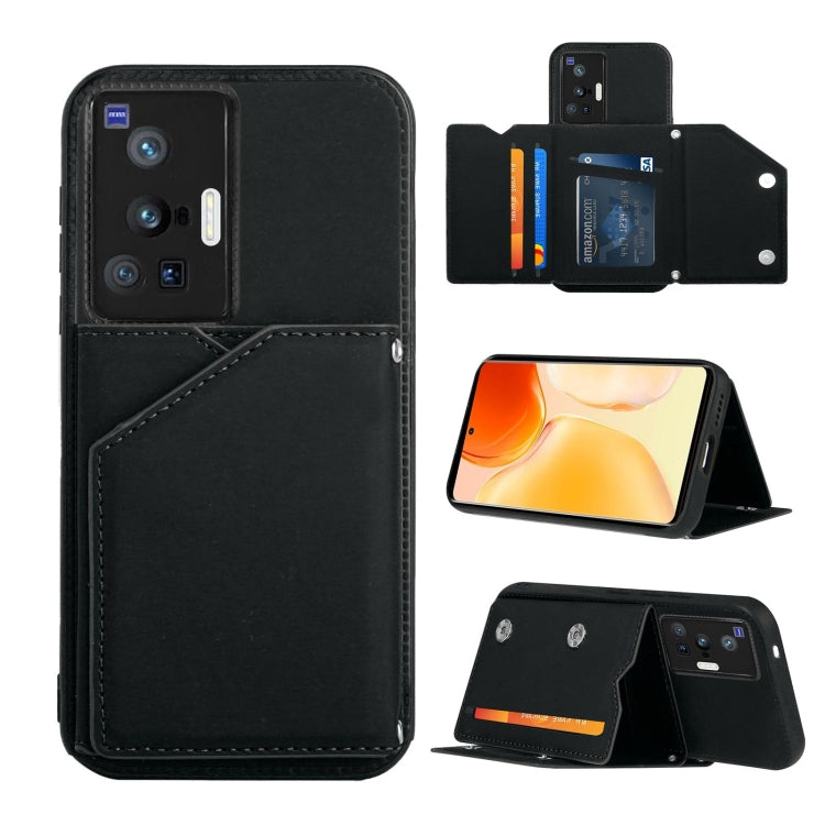 Skin Feel PU + TPU + PC Back Cover Shockproof Case with Card Slots & Holder & Photo Frame