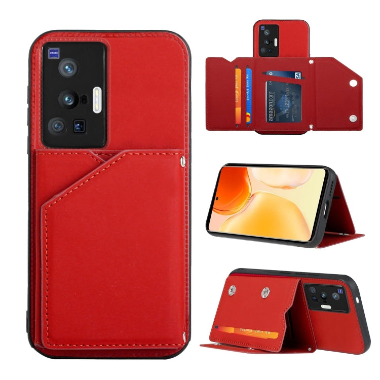 Skin Feel PU + TPU + PC Back Cover Shockproof Case with Card Slots &amp; Holder &amp; Photo Frame