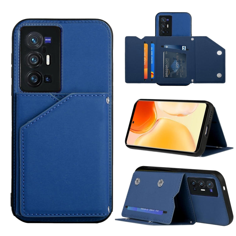 Skin Feel PU + TPU + PC Back Cover Shockproof Case with Card Slots & Holder & Photo Frame