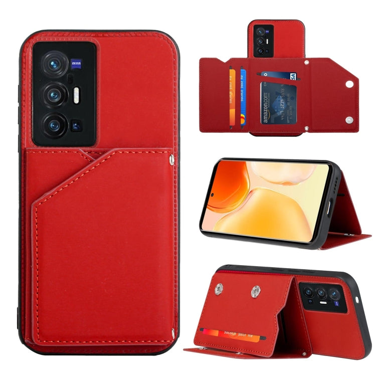 Skin Feel PU + TPU + PC Back Cover Shockproof Case with Card Slots & Holder & Photo Frame