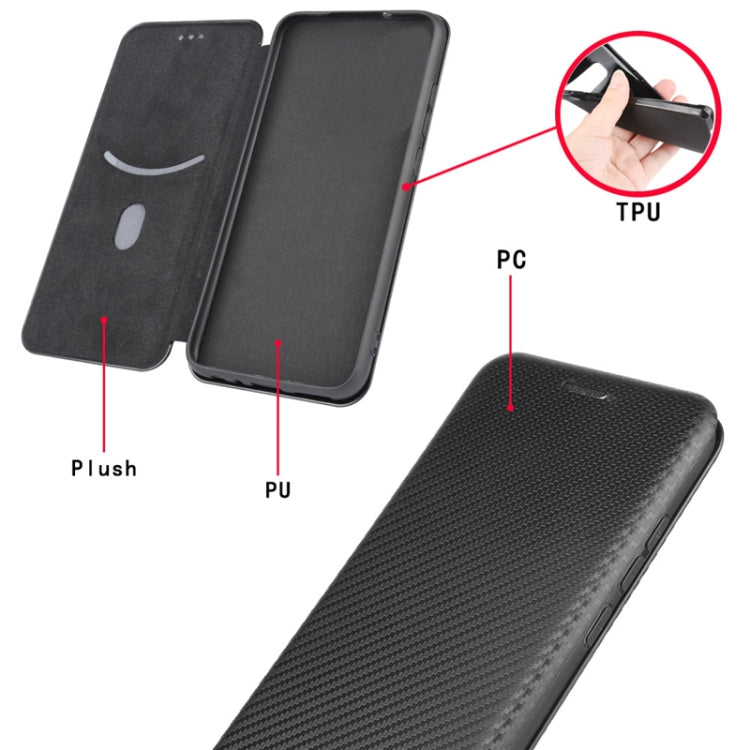 Carbon Fiber Texture Magnetic Horizontal Flip TPU + PC + PU Leather Case with Card Slot, For OPPO Realme 8i