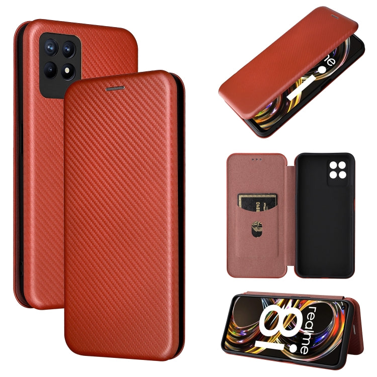 Carbon Fiber Texture Magnetic Horizontal Flip TPU + PC + PU Leather Case with Card Slot, For OPPO Realme 8i