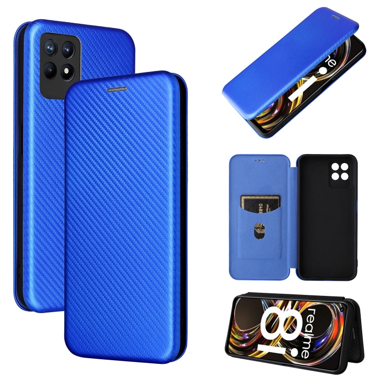 Carbon Fiber Texture Magnetic Horizontal Flip TPU + PC + PU Leather Case with Card Slot, For OPPO Realme 8i