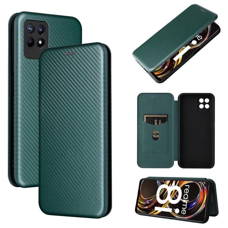 Carbon Fiber Texture Magnetic Horizontal Flip TPU + PC + PU Leather Case with Card Slot, For OPPO Realme 8i