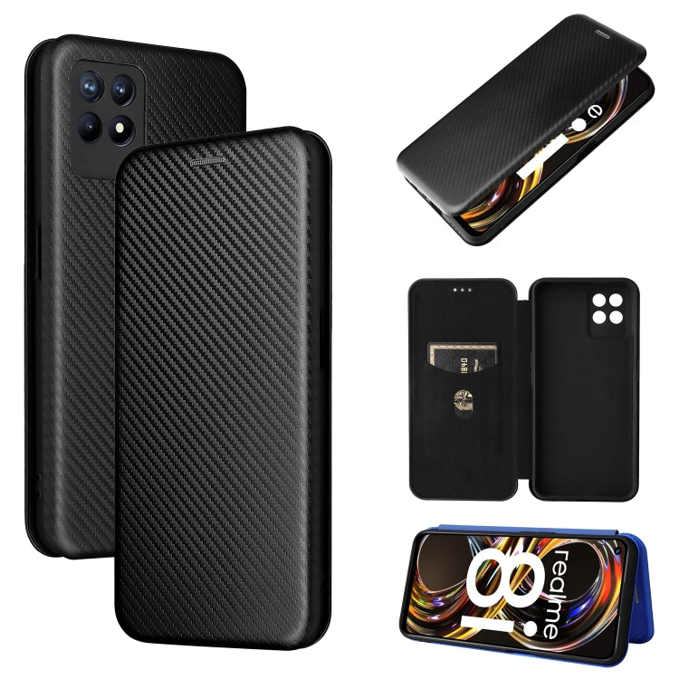 Carbon Fiber Texture Magnetic Horizontal Flip TPU + PC + PU Leather Case with Card Slot, For OPPO Realme 8i