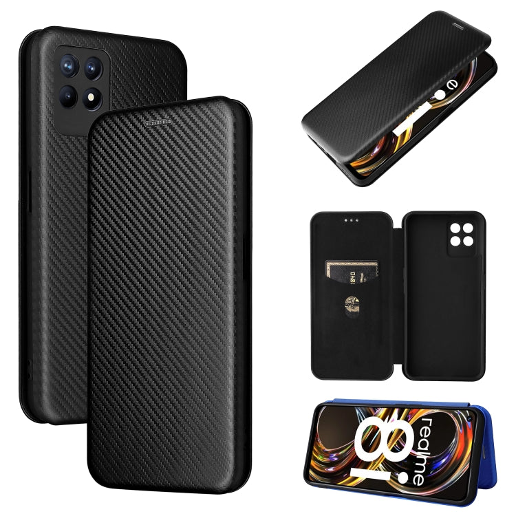 Carbon Fiber Texture Magnetic Horizontal Flip TPU + PC + PU Leather Case with Card Slot, For OPPO Realme 8i