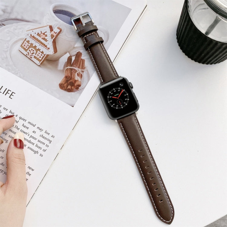 Sewing Leather Replacement Strap Watchband For Apple Watch Series