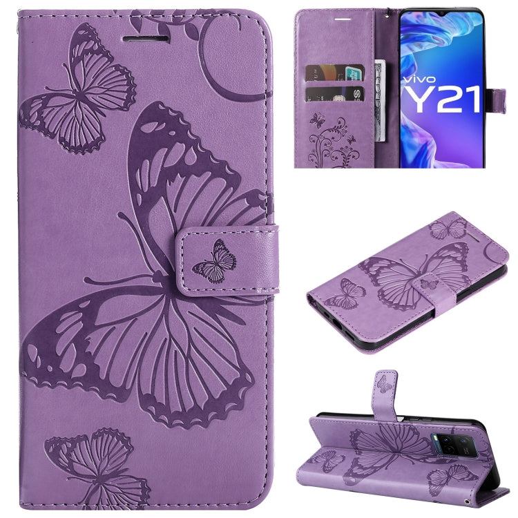 Pressed Printing Butterfly Pattern Horizontal Flip PU Leather Case with Holder & Card Slots & Wallet & Lanyard, For vivo Y20 / Y20a / Y20s, For vivo Y21 2021 / Y21s / Y33s, For Xiaomi Mi 11T / 11T Pro