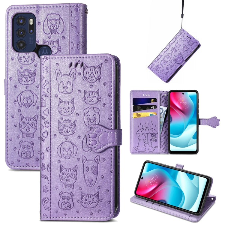 Lovely Cat and Dog Embossing Pattern Horizontal Flip Leather Phone Case with Holder &amp; Card Slots &amp; Wallet &amp; Cartoon Clasp &amp; Lanyard, For Motorola Moto G60S, For Tecno Pova 2, For vivo X70 Pro, For vivo X70