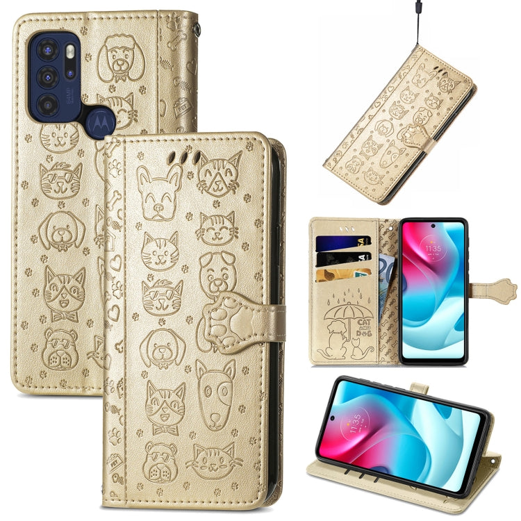 Lovely Cat and Dog Embossing Pattern Horizontal Flip Leather Phone Case with Holder &amp; Card Slots &amp; Wallet &amp; Cartoon Clasp &amp; Lanyard, For Motorola Moto G60S, For Tecno Pova 2, For vivo X70 Pro, For vivo X70