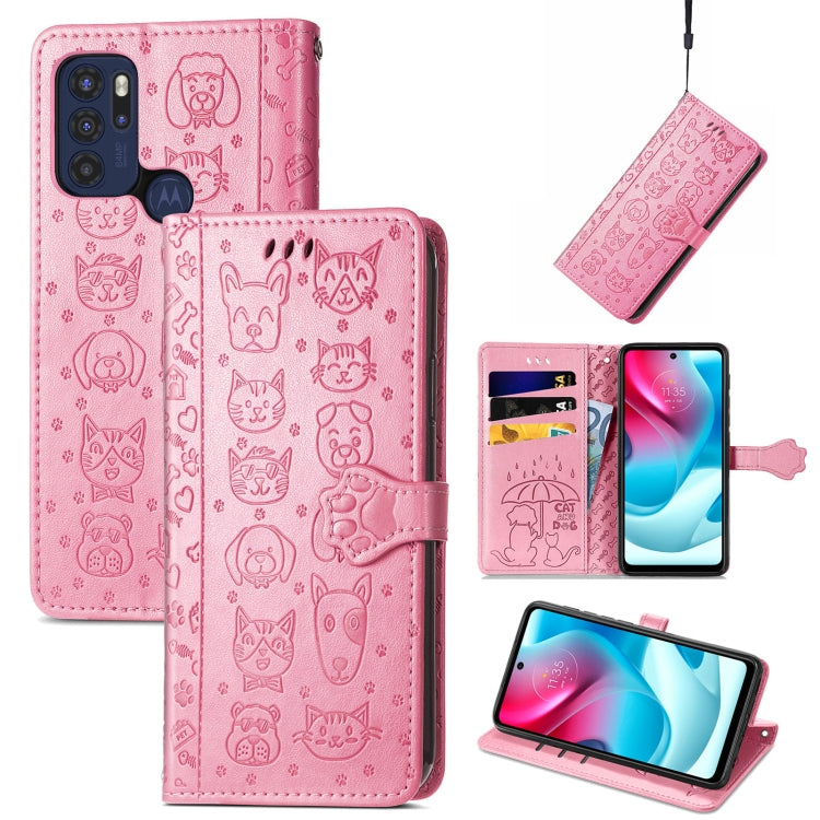 Lovely Cat and Dog Embossing Pattern Horizontal Flip Leather Phone Case with Holder &amp; Card Slots &amp; Wallet &amp; Cartoon Clasp &amp; Lanyard, For Motorola Moto G60S, For Tecno Pova 2, For vivo X70 Pro, For vivo X70