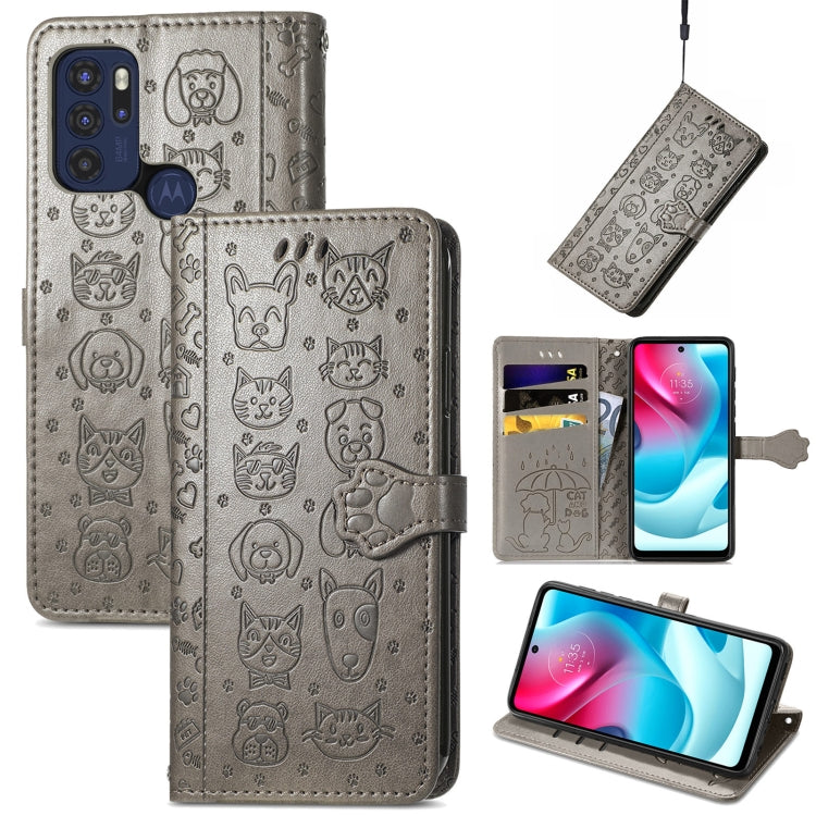 Lovely Cat and Dog Embossing Pattern Horizontal Flip Leather Phone Case with Holder &amp; Card Slots &amp; Wallet &amp; Cartoon Clasp &amp; Lanyard, For Motorola Moto G60S, For Tecno Pova 2, For vivo X70 Pro, For vivo X70