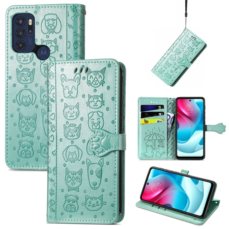 Lovely Cat and Dog Embossing Pattern Horizontal Flip Leather Phone Case with Holder &amp; Card Slots &amp; Wallet &amp; Cartoon Clasp &amp; Lanyard, For Motorola Moto G60S, For Tecno Pova 2, For vivo X70 Pro, For vivo X70