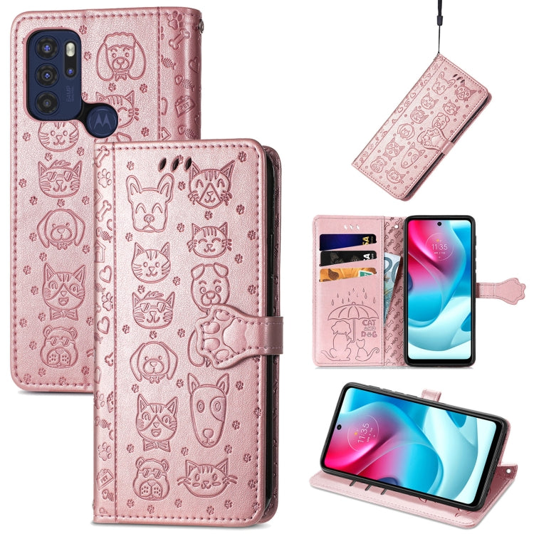 Lovely Cat and Dog Embossing Pattern Horizontal Flip Leather Phone Case with Holder &amp; Card Slots &amp; Wallet &amp; Cartoon Clasp &amp; Lanyard, For Motorola Moto G60S, For Tecno Pova 2, For vivo X70 Pro, For vivo X70