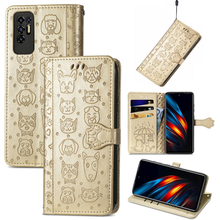 Lovely Cat and Dog Embossing Pattern Horizontal Flip Leather Phone Case with Holder &amp; Card Slots &amp; Wallet &amp; Cartoon Clasp &amp; Lanyard, For Motorola Moto G60S, For Tecno Pova 2, For vivo X70 Pro, For vivo X70