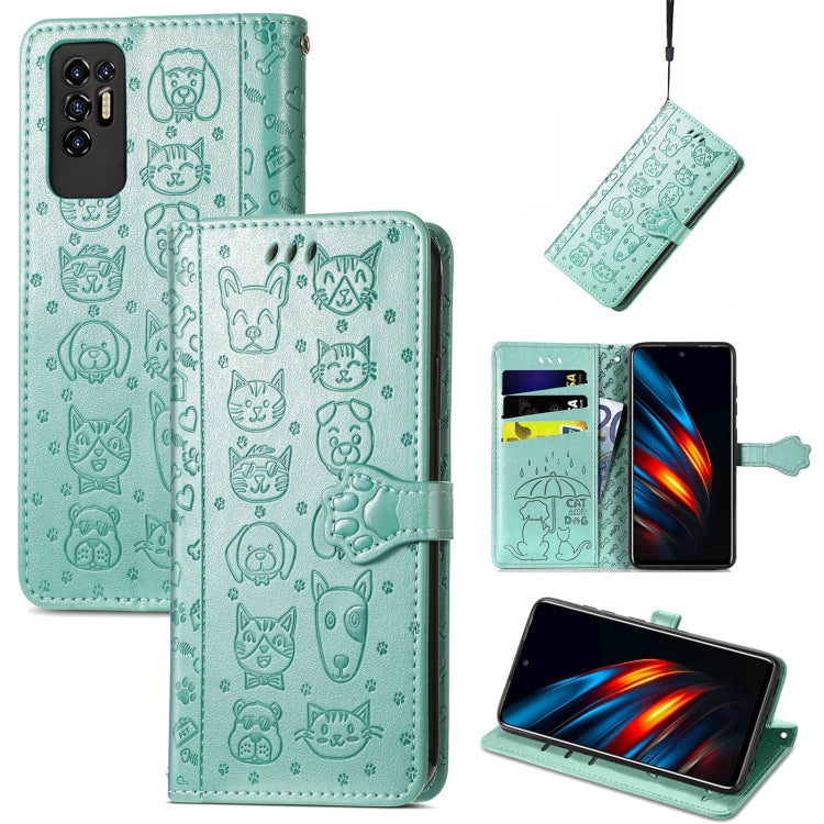 Lovely Cat and Dog Embossing Pattern Horizontal Flip Leather Phone Case with Holder &amp; Card Slots &amp; Wallet &amp; Cartoon Clasp &amp; Lanyard, For Motorola Moto G60S, For Tecno Pova 2, For vivo X70 Pro, For vivo X70