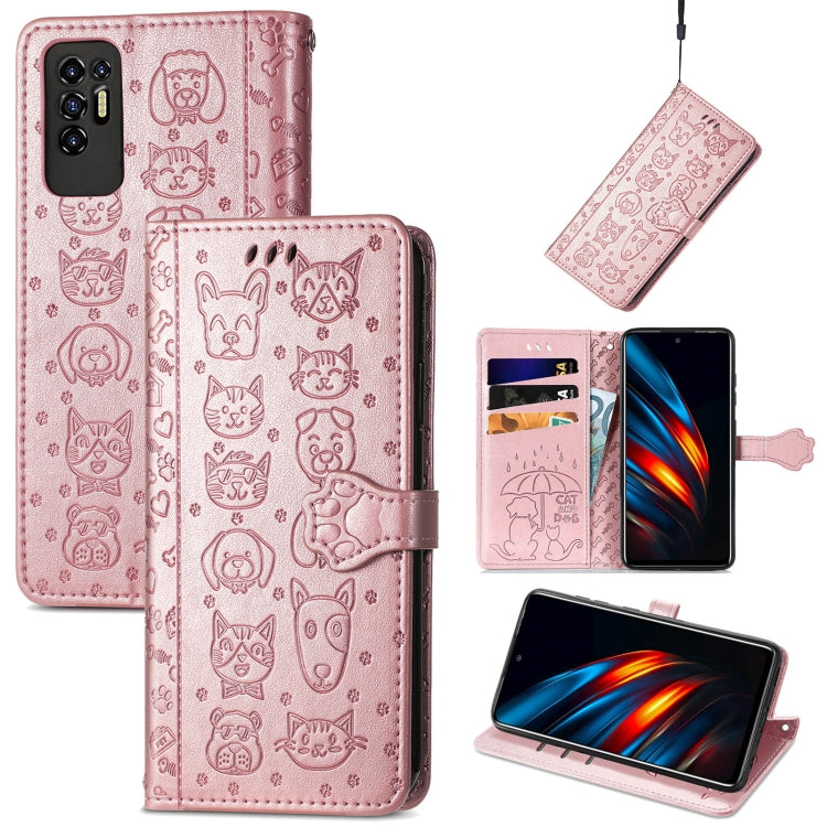 Lovely Cat and Dog Embossing Pattern Horizontal Flip Leather Phone Case with Holder &amp; Card Slots &amp; Wallet &amp; Cartoon Clasp &amp; Lanyard, For Motorola Moto G60S, For Tecno Pova 2, For vivo X70 Pro, For vivo X70