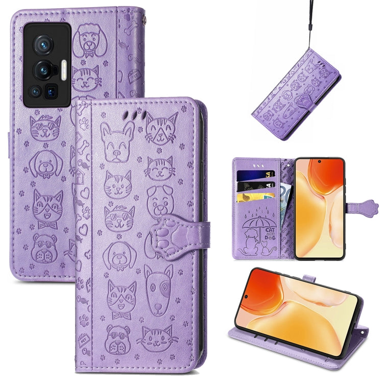 Lovely Cat and Dog Embossing Pattern Horizontal Flip Leather Phone Case with Holder &amp; Card Slots &amp; Wallet &amp; Cartoon Clasp &amp; Lanyard, For Motorola Moto G60S, For Tecno Pova 2, For vivo X70 Pro, For vivo X70