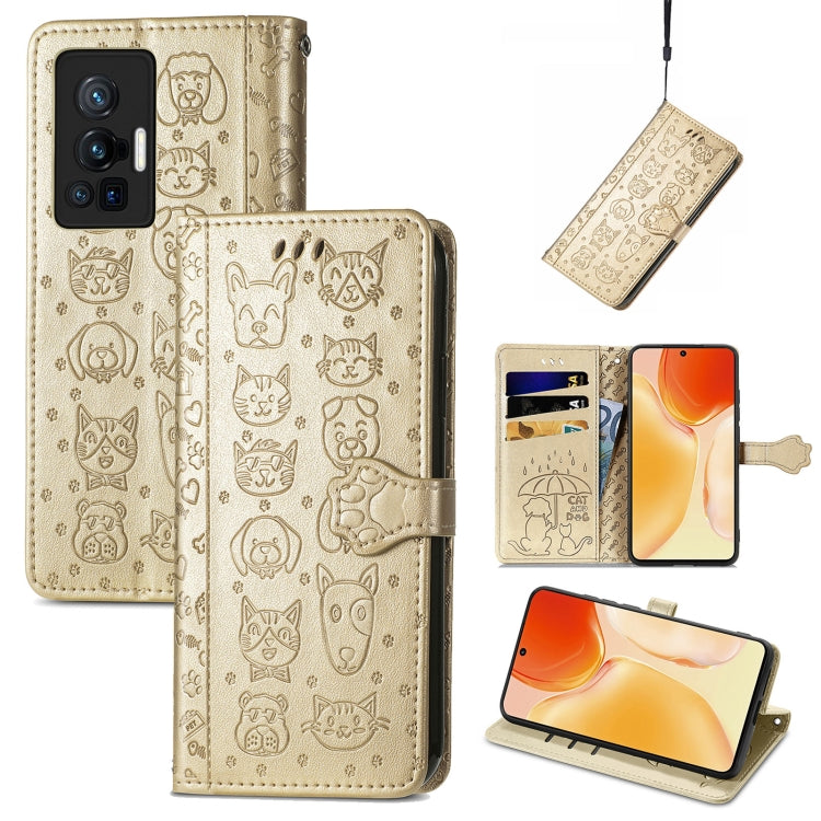 Lovely Cat and Dog Embossing Pattern Horizontal Flip Leather Phone Case with Holder &amp; Card Slots &amp; Wallet &amp; Cartoon Clasp &amp; Lanyard, For Motorola Moto G60S, For Tecno Pova 2, For vivo X70 Pro, For vivo X70