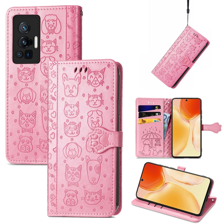 Lovely Cat and Dog Embossing Pattern Horizontal Flip Leather Phone Case with Holder &amp; Card Slots &amp; Wallet &amp; Cartoon Clasp &amp; Lanyard, For Motorola Moto G60S, For Tecno Pova 2, For vivo X70 Pro, For vivo X70