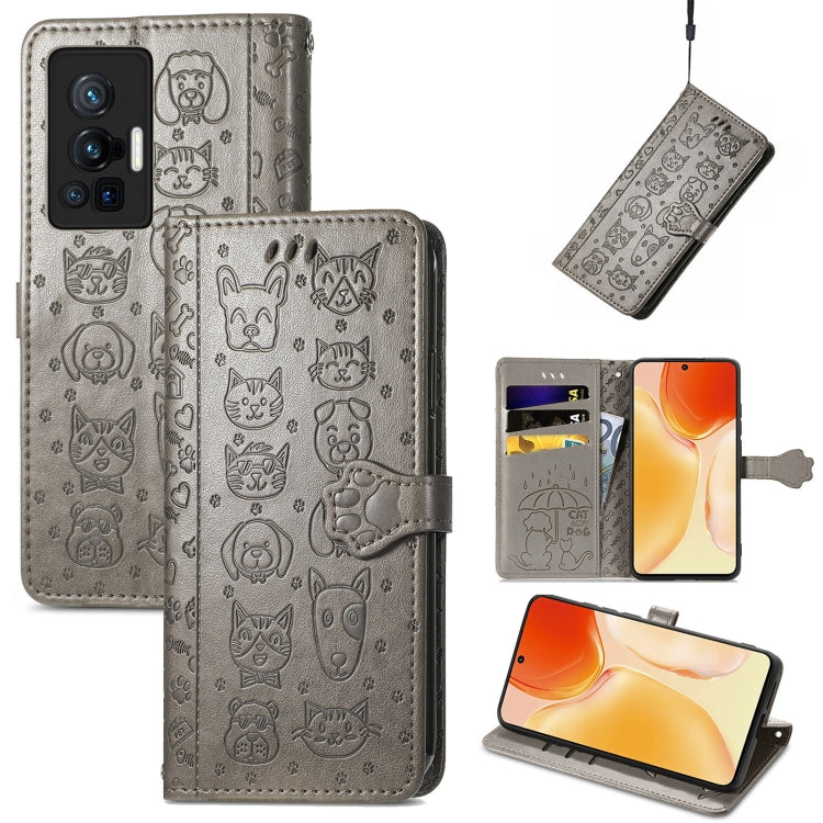 Lovely Cat and Dog Embossing Pattern Horizontal Flip Leather Phone Case with Holder &amp; Card Slots &amp; Wallet &amp; Cartoon Clasp &amp; Lanyard, For Motorola Moto G60S, For Tecno Pova 2, For vivo X70 Pro, For vivo X70