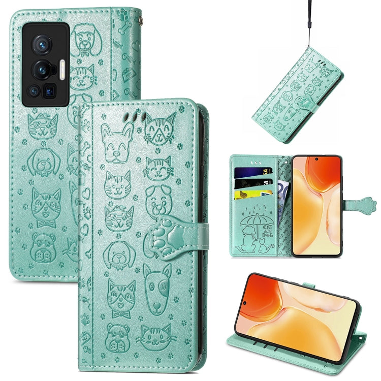 Lovely Cat and Dog Embossing Pattern Horizontal Flip Leather Phone Case with Holder &amp; Card Slots &amp; Wallet &amp; Cartoon Clasp &amp; Lanyard, For Motorola Moto G60S, For Tecno Pova 2, For vivo X70 Pro, For vivo X70