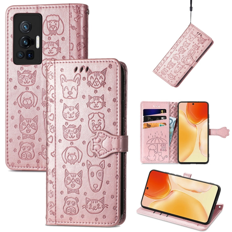 Lovely Cat and Dog Embossing Pattern Horizontal Flip Leather Phone Case with Holder &amp; Card Slots &amp; Wallet &amp; Cartoon Clasp &amp; Lanyard, For Motorola Moto G60S, For Tecno Pova 2, For vivo X70 Pro, For vivo X70