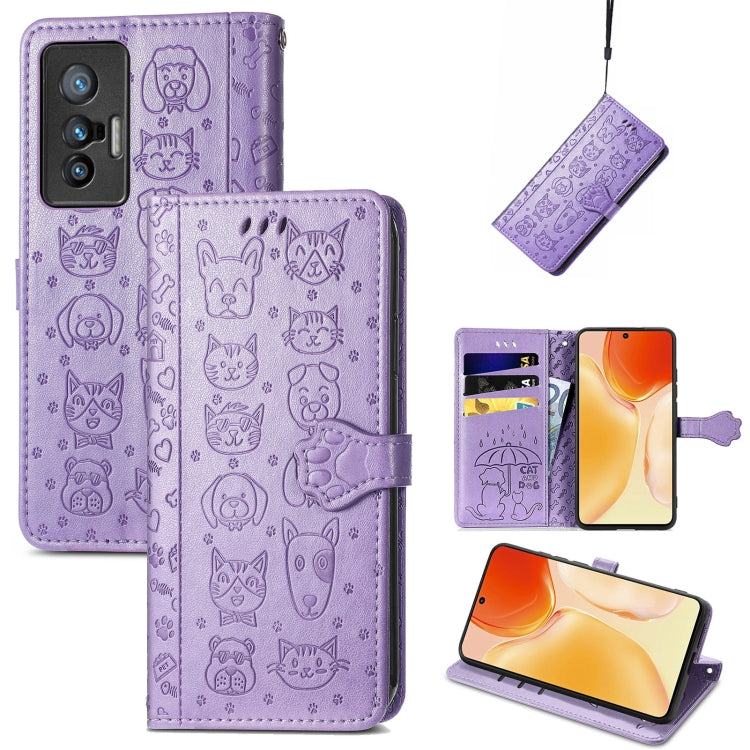 Lovely Cat and Dog Embossing Pattern Horizontal Flip Leather Phone Case with Holder &amp; Card Slots &amp; Wallet &amp; Cartoon Clasp &amp; Lanyard, For Motorola Moto G60S, For Tecno Pova 2, For vivo X70 Pro, For vivo X70