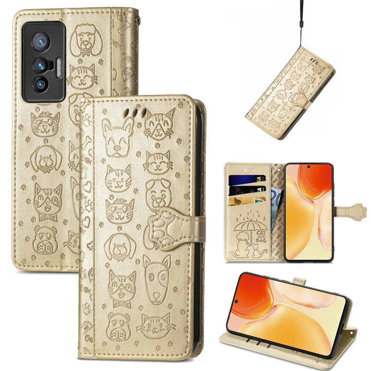 Lovely Cat and Dog Embossing Pattern Horizontal Flip Leather Phone Case with Holder & Card Slots & Wallet & Cartoon Clasp & Lanyard