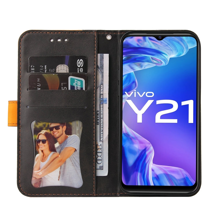 Stitching-Color Horizontal Flip Leather Phone Case with Holder & Card Slots & Photo Frame, For vivo Y21 / Y21s / Y33s