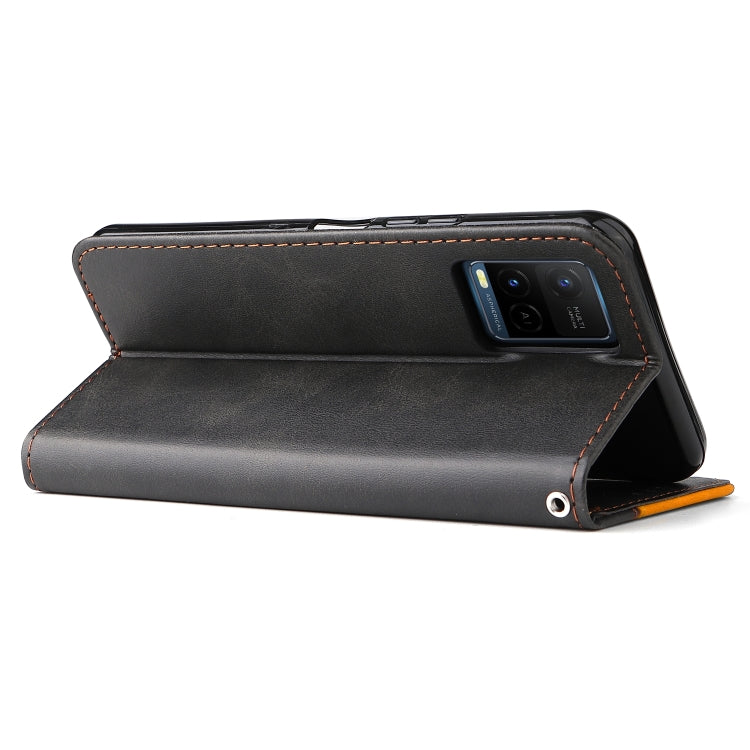 Stitching-Color Horizontal Flip Leather Phone Case with Holder & Card Slots & Photo Frame, For vivo Y21 / Y21s / Y33s