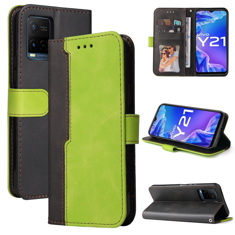 Stitching-Color Horizontal Flip Leather Phone Case with Holder & Card Slots & Photo Frame, For vivo Y21 / Y21s / Y33s