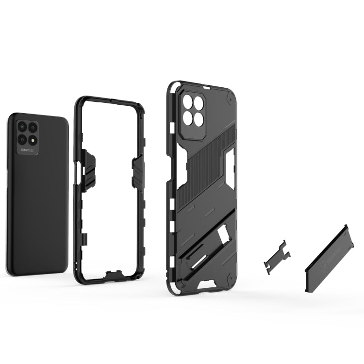 Punk Armor 2 in 1 PC + TPU Shockproof Phone Case with Invisible Holder, For Realme 8i