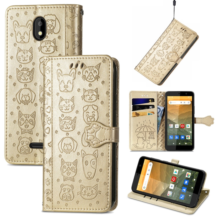 Cat and Dog Embossed Horizontal Flip Phone Leather Case with Holder &amp; Card Slot &amp; Wallet &amp; Lanyard, Series 3