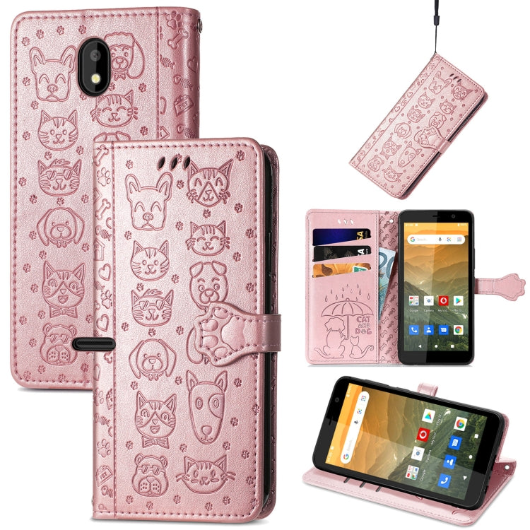 Cat and Dog Embossed Horizontal Flip Phone Leather Case with Holder &amp; Card Slot &amp; Wallet &amp; Lanyard, Series 3