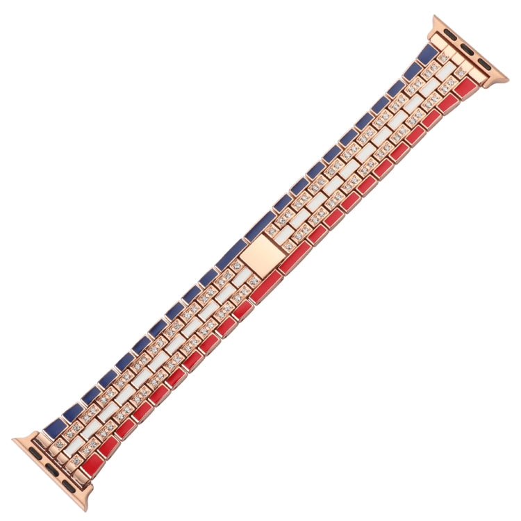 Five-beads Flag Style Steel Strap Watchband For Apple Watch Series, 7 41mm / 6&amp;SE&amp;5&amp;4 40mm / 3&amp;2&amp;1 38mm, 7 45mm / 6&amp;SE&amp;5&amp;4 44mm / 3&amp;2&amp;1 42mm